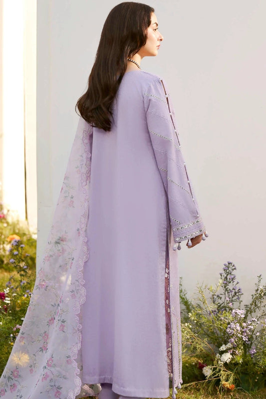 Pastel Lavender Luxury Embroidered Eid Suit with Organza Dupatta – MTF0