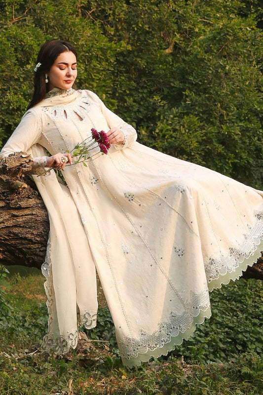 Simrans Ivory Pearl Luxury Embroidered Eid Suit with Organza Dupatta – MTF3